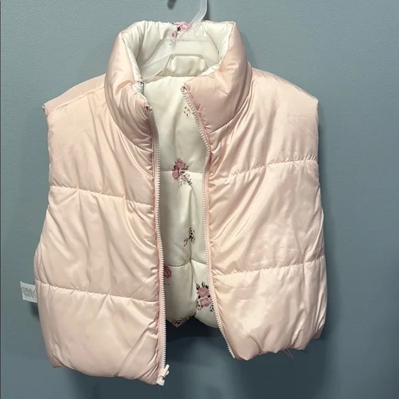 Floral Pink Kids Puffer Vest - Picture 10 of 11
